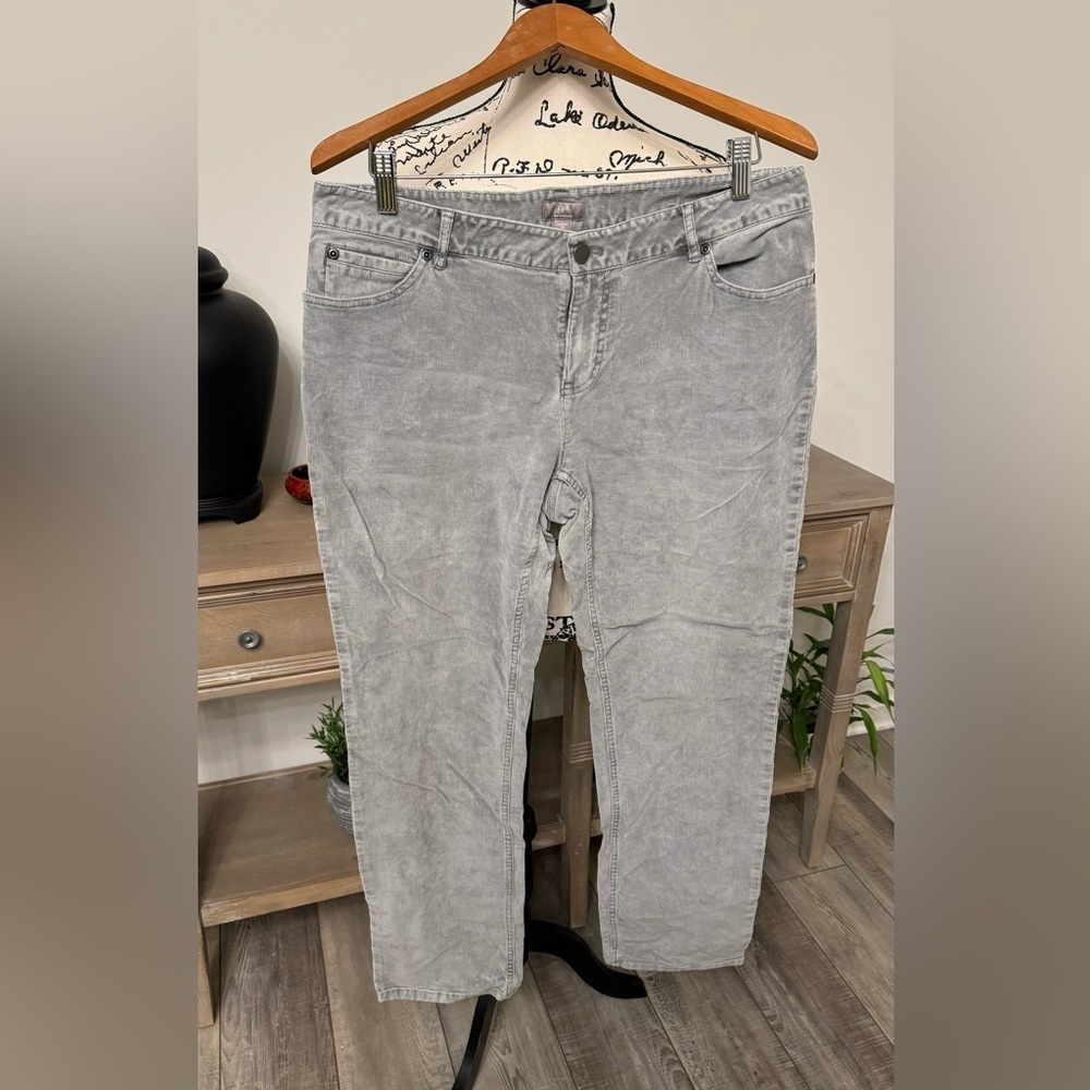 J Jill Slim Leg Stretch Corduroy Boyfriend Pants Gray